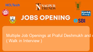 Multiple Job Openings at Praful Deshmukh and co ( Walk in Interview )