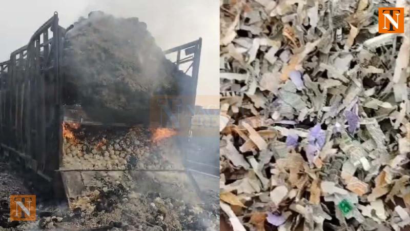 Wardha Accident: Truck Carrying Shredded Currency Catches Fire After Crash