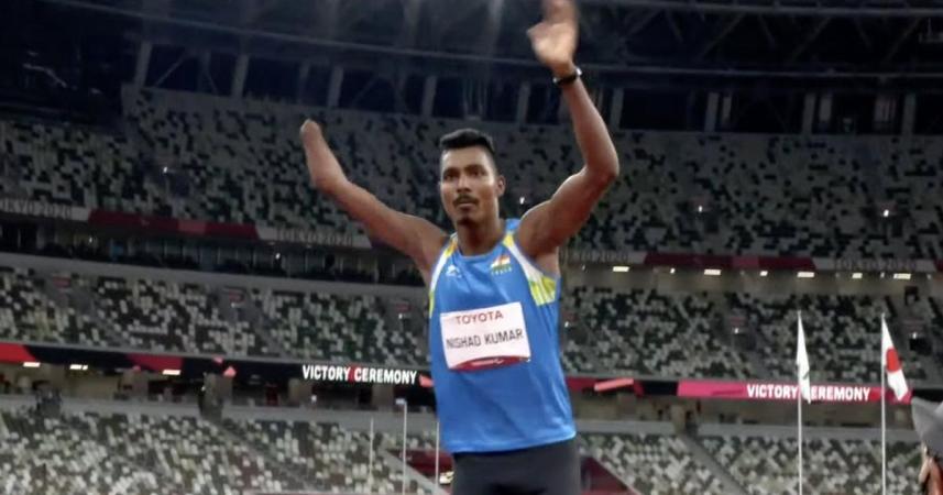 Nishad Kumar of India won the silver medal in the men's T47 high jump 