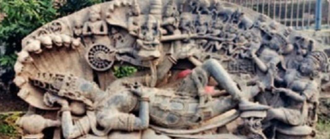 Installation of the Sheshshayi Vishnu Idol in Archaeological Site