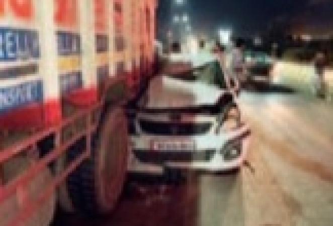 Car Hits Parked Truck on Koradi Flyover, Driver Injured