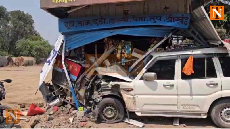 Nagpur-Mumbai Highway Accident: Speeding Scorpio Hits Biker, Crashes into General Store